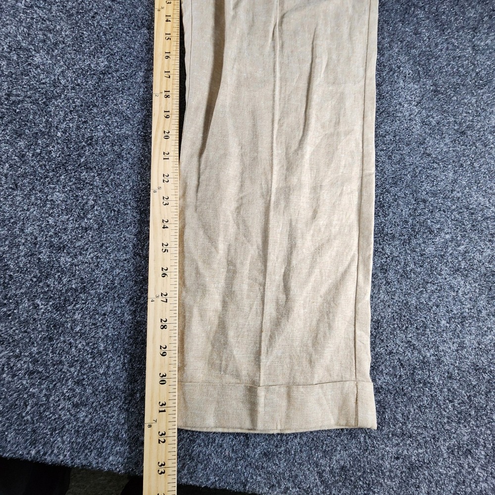 Alan Flusser Mens 38x32 Tan Linen Blend Pleated Cuffed Dress Pants Trousers - Picture 8 of 9